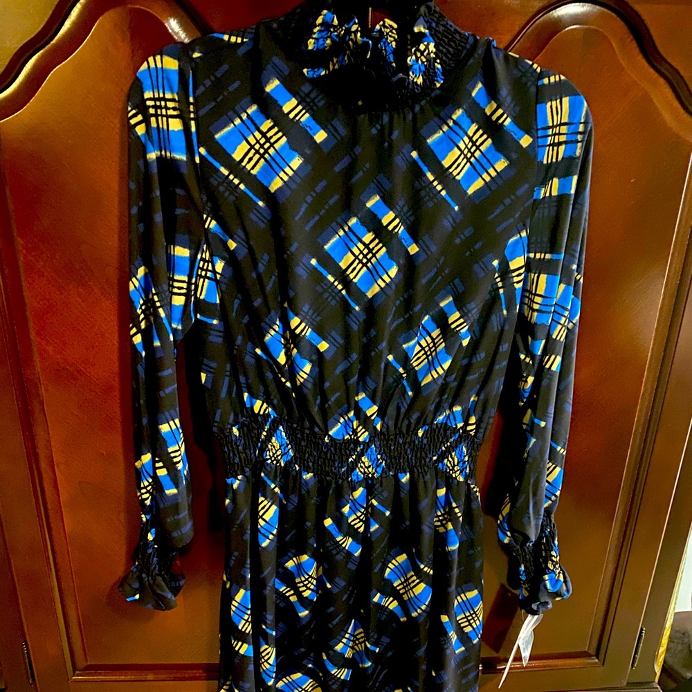 Gorgeous Navy & Black Print Dress